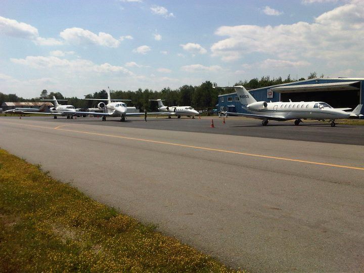 Line of Parked Airplanes